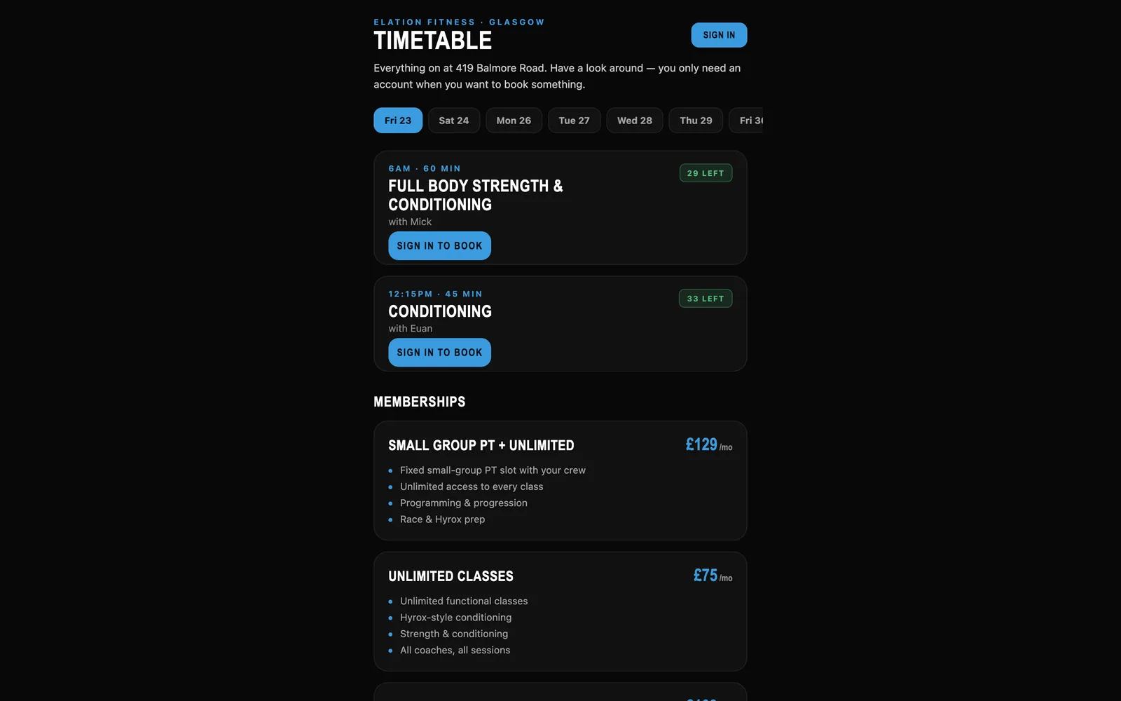 Elation Hub website on a desktop screen