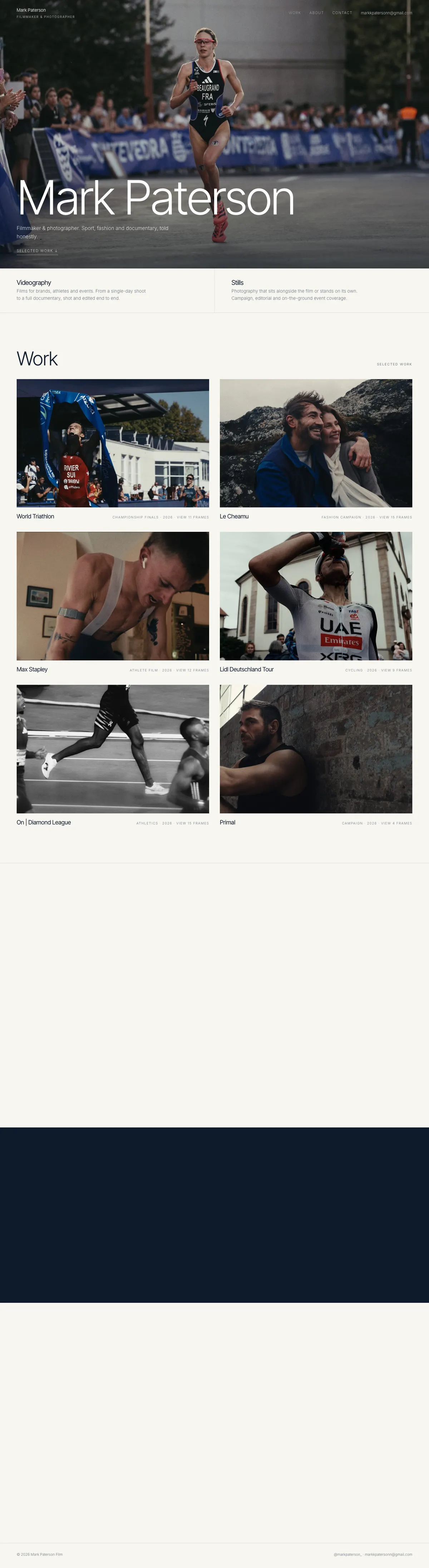 Full-length view of the Mark Paterson Film homepage