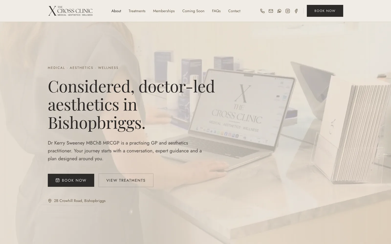 The Cross Clinic website on a desktop screen